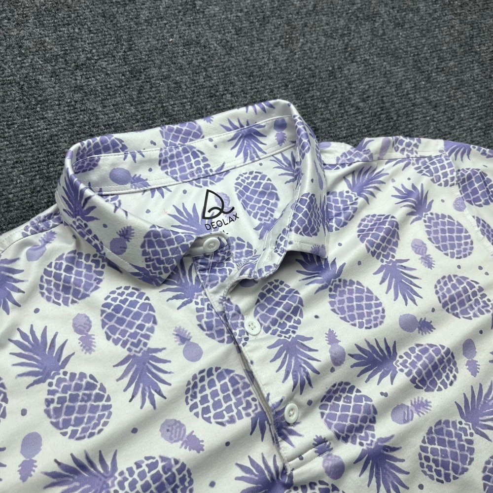 Deolax Performance Golf Tropical Pineapple Purple Polo Shirt